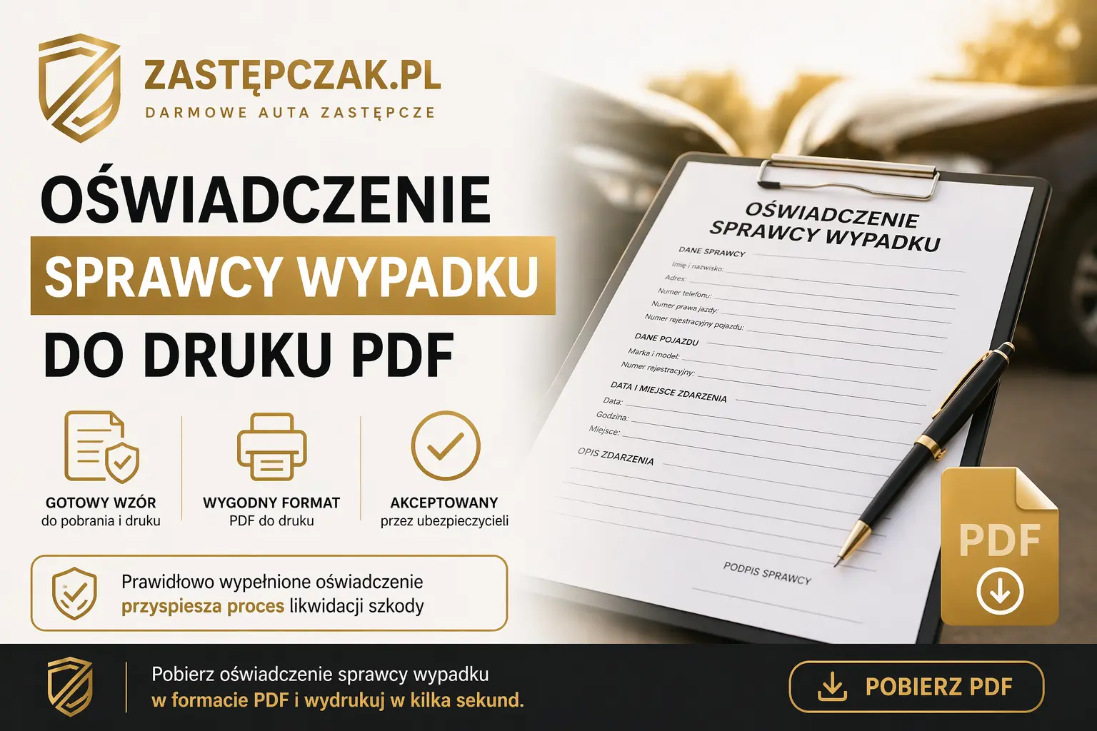 Oswiadczenie sprawcy wypadku do druku
